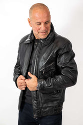 Men's Leather Winter Jacket Steven Black